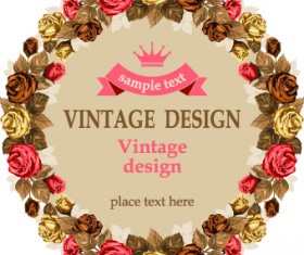 Vintage roses frame illustration vector