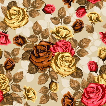 Vintage roses seamless pattern vector graphic 01