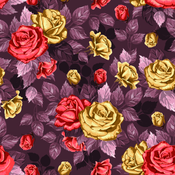Vintage roses seamless pattern vector graphic 02