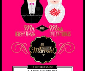Vintage wedding invitation card creative vector 01
