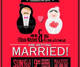 Vintage wedding invitation card creative vector 02