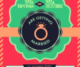 Vintage wedding invitation card creative vector 03