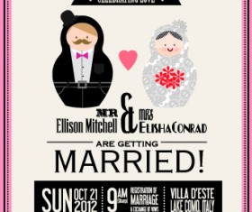 Vintage wedding invitation card creative vector 05