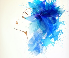 Watercolor floral woman creative design 02