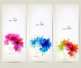 Watercolor floral woman creative design 04