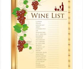 Wine menu list creative vector 01