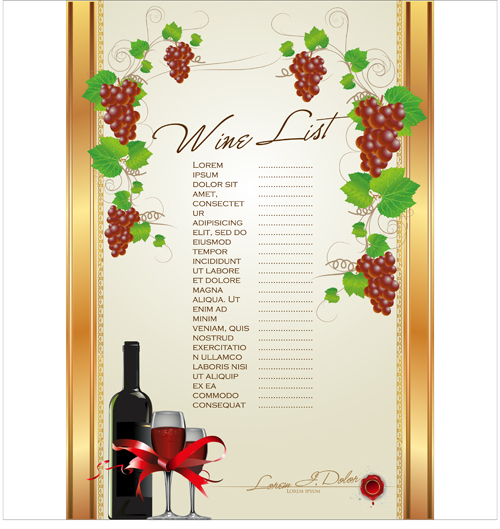 Wine menu list creative vector 02