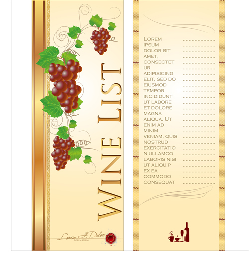Wine menu list creative vector 03