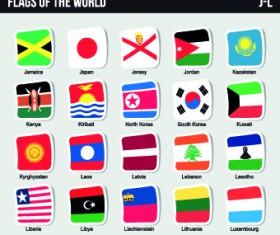 World flags stickers design vector set 07