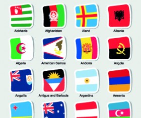 World flags stickers design vector set 08