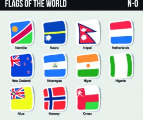 World flags stickers design vector set 09