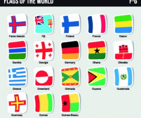 World flags stickers design vector set 10