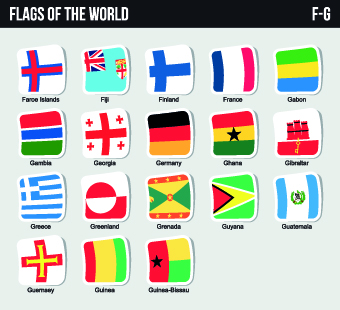 World flags stickers design vector set 10