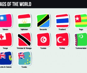 World flags stickers design vector set 11