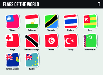 World flags stickers design vector set 11