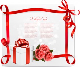 beautiful ribbon flower cards vector 01