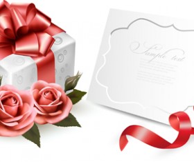beautiful ribbon flower cards vector 02