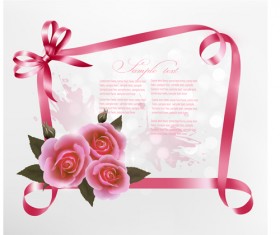 beautiful ribbon flower cards vector 03