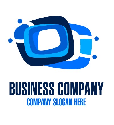 Creative blue style business logos vector set 02