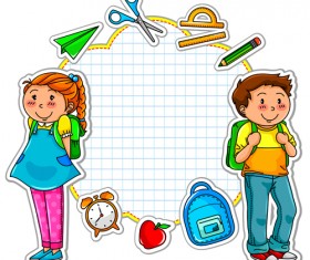 Cute children student design vector 05