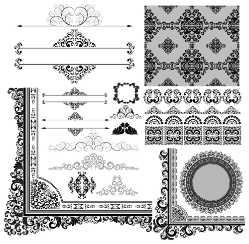 Ornaments elements border and frames vecor 02