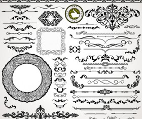 Ornaments elements border and frames vecor 03