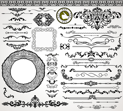 Ornaments elements border and frames vecor 03