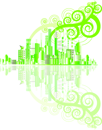Creative ecology city background illustration 01