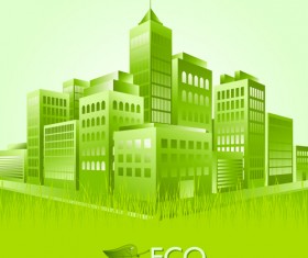 Creative ecology city background illustration 02