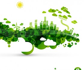 Creative ecology city background illustration 03