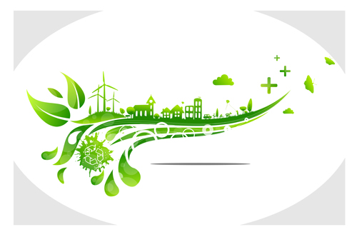Creative ecology city background illustration 04