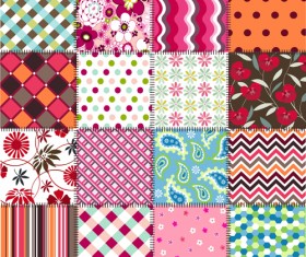 Beautiful fabric patterns vector material 03