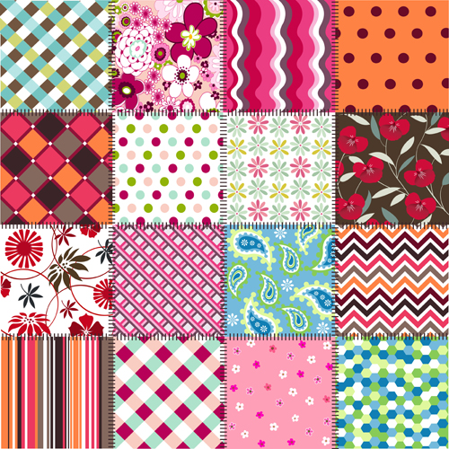 Beautiful fabric patterns vector material 03