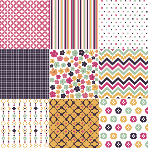 Beautiful fabric patterns vector material 05