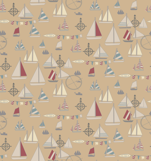 Nautical elements seamless pattern vector 01
