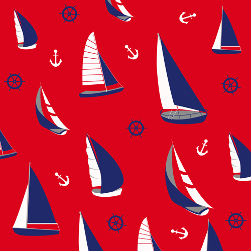 Nautical elements seamless pattern vector 04