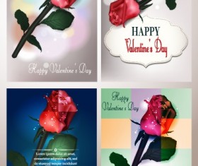 Valentines Day rose cards design vector 01