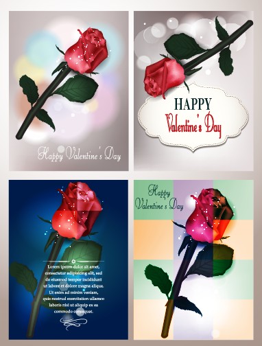Valentines Day rose cards design vector 01