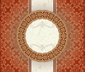 Vintage floral background with round frame vector 01