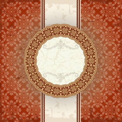 Vintage floral background with round frame vector 01