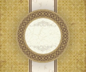 Vintage floral background with round frame vector 02