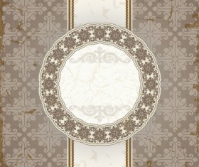 Vintage floral background with round frame vector 03