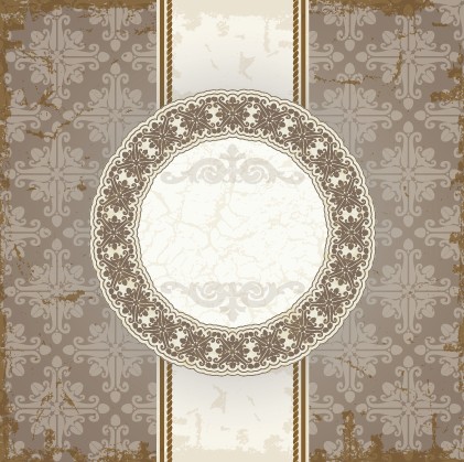 Vintage floral background with round frame vector 03