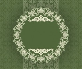 Vintage floral background with round frame vector 04
