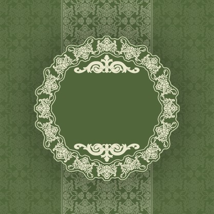 Vintage floral background with round frame vector 04