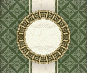 Vintage floral background with round frame vector 05