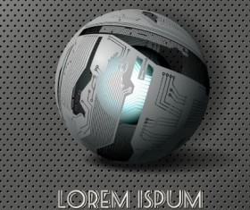 Creative sphere and metal background vector 05