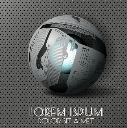 Creative sphere and metal background vector 05