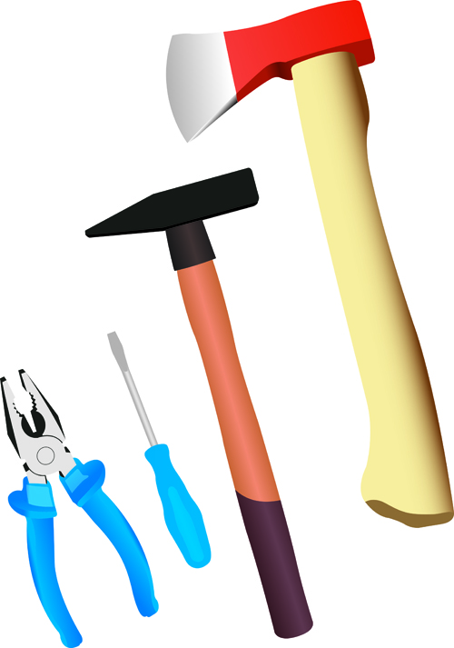 Realistic hardware tools vector graphic set 01
