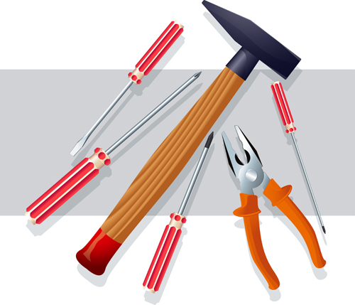 Realistic hardware tools vector graphic set 02